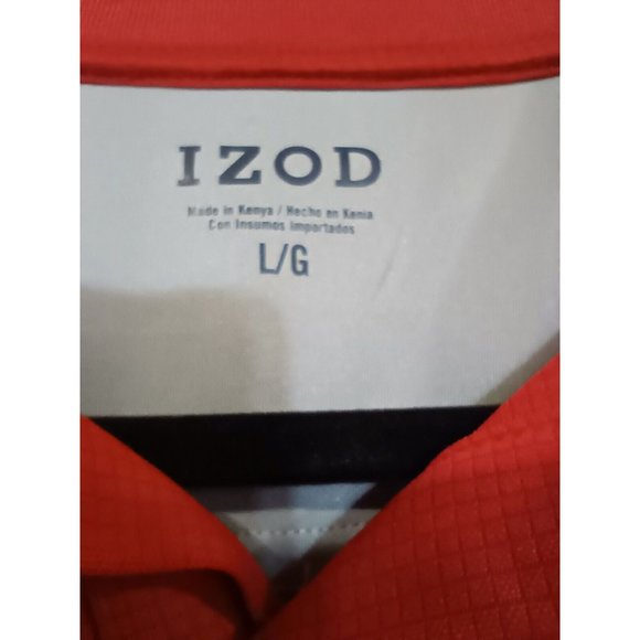 Izod Polo Shirt Adult Large Red Short Sleeve Lightweight Casual Mens. Great Cond - Picture 3 of 6